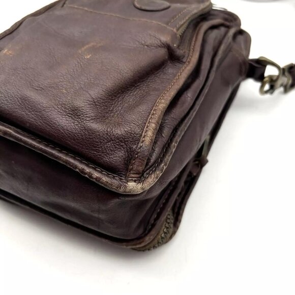 Vintage 90s Dilana Design Collection Brown Leather Organizer Crossbody Bag FLAWS - Picture 13 of 16